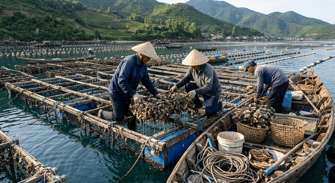 Harvesting of cultivated Akoya pearls